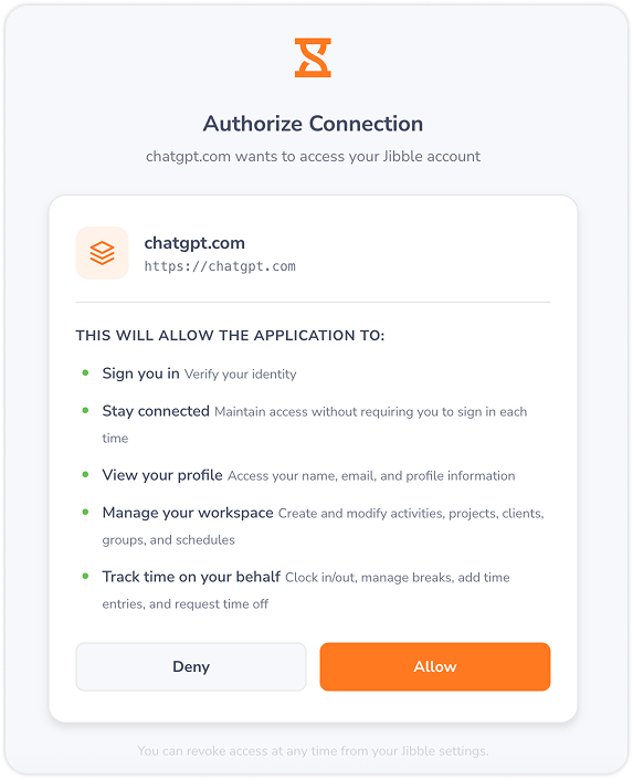 Authorize ChatGPT connection